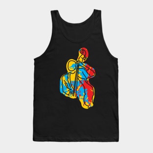 Pop Art Style Acoustic Bass Musician Tank Top